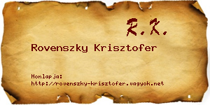 Rovenszky Krisztofer névjegykártya